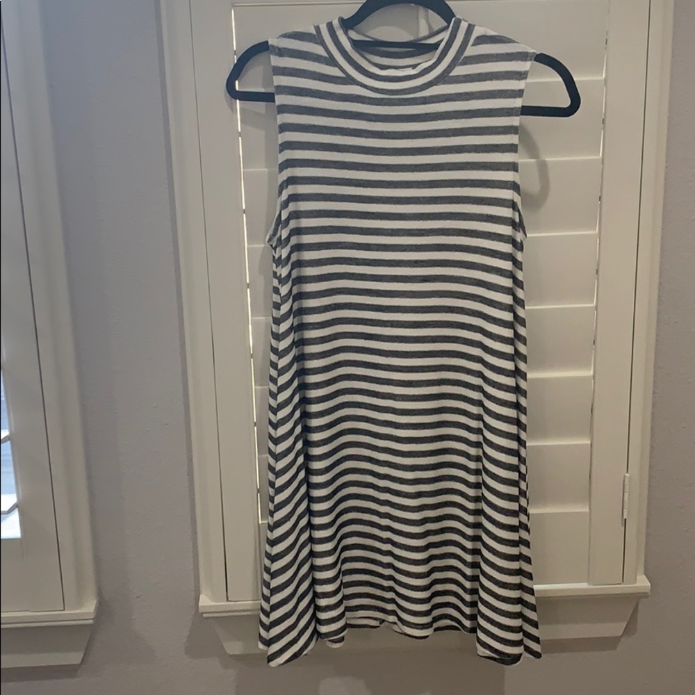 Striped terry cloth sleeveless dress S